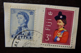 FIJI FRAMMENTO Lettera Viaggiata Con 2 Francobolli Diversi Della Regina Elisabetta - VEDI FOTO - Fidji (1970-...)