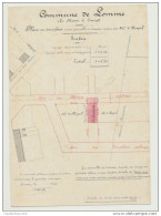 RARE Ancien Plan Original De Géomètre 1907 Commune LOMME MON A CAMP Plan & Surface Signé Perte Géomètre Prop D HESPEL - Carte Topografiche