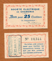 1914-1918 // Ville De CHAMONIX (74 Haute-Savoie) // 22 Août 1918 // SOCIETE ELECTRIQUE // Bon Pour Vingt Cinq Centimes - Bonos