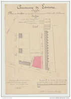 RARE Ancien Plan Original De Géomètre 1910 Commune LOMME CANTELEU Plan & Surface Signé Perte Géomètre Prop DESRUELLE - Mapas Topográficas