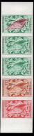 WALLIS & FUTUNA(1962) Charonia Tritonus. Trial Color Proofs In Strip Of 5 With Multicolor. Scott No 159, Yvert No 162. - Imperforates, Proofs & Errors