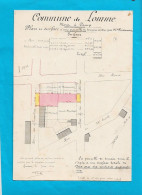 RARE Ancien Plan Original De Géomètre 1911 Commune LOMME  MONT A CAMP Plan & Surface Signé Perte Géomètre Prop POISSONNI - Cartes Topographiques