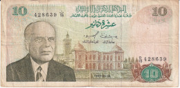 BILLETE DE TUNEZ DE 10 DINARS DEL AÑO 1980 (BANKNOTE) - Tunisia