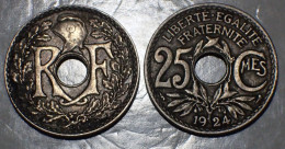 1924 - France - 25 CENTIMES, Lindauer, KM 867a, Gad 380 - 25 Centimes