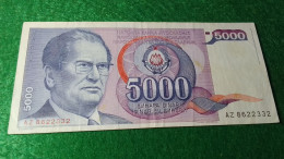 YOGUSLAVYA-     5000  DİNAR    XF - Yougoslavie