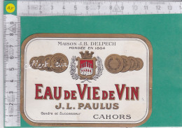 AL 139 ETIQUETTE EAU DE VIE DE VIN  DELPECH  J. L.  PAULUS CAHORS LOT - Cahors