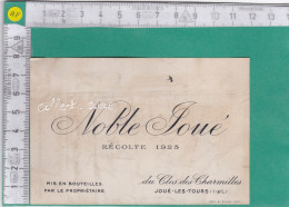 AL 143 ETIQUETTE  VIN NOBLE JOUE CLOS DES CHARMILLES JOUE LES TOURS INDE ET LOIRE 1923 - Otros & Sin Clasificación