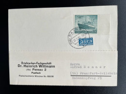 GERMANY 1955 POSTCARD PASSAU TO FRANKFURT ZEILSHEIM 23-03-1955 DUITSLAND DEUTSCHLAND BERLIN - Private Postcards - Used