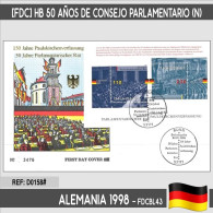D0158# Alemania 1998 [FDC] HB 50 Años De Consejo Parlamentario (N) - 1991-2000
