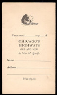 U.S.A.(1910) Prairie Schooner. One Cent Postal Card With Bi-color Illustrated Ad For Book Or Pamphlet On Chicago's Highw - 1901-20