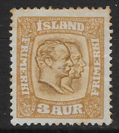 Islanda Island Iceland 1907 King Christian IX And King Frederik VIII 3A Mi N.49 MH * - Ungebraucht