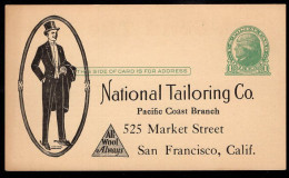ETATS UNIS(1915) Homme En Tenue De Soirée. Entier Publicitaire à 1 Cent. "National Tailoring Co." - 1901-20