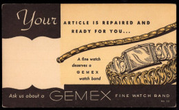 U.S.A.(1940) Watch. Gold Necklace. One Cent Illustrated Bicolor Postal Card Announcing Repair Of Article At Jeweler's. " - 1941-60