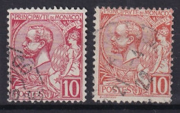 MONACO 1901 - Canceled - Sc# 16, 16a - Used Stamps