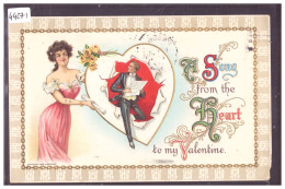 ST VALENTIN - COUPLE - CARTE EN RELIEF - PRÄGE KARTE - B ( AMINCI AU DOS DU A L'ARRACHAGE DU TIMBRE ) - Valentine's Day