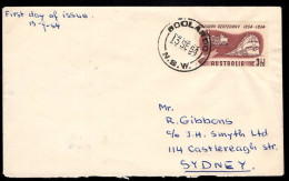 AUSTRALIA(1954) Ancient & Modern Trains. FDC Postmarked In Boolaroo. Scott No 275. Australian Railway Centenary. - FDC