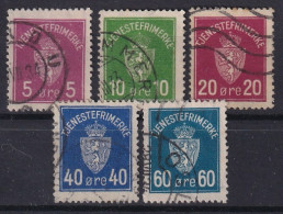 NORWAY 1926 - Canceled - Sc# O1, O2, O4, O6, O7 - Officials - Service