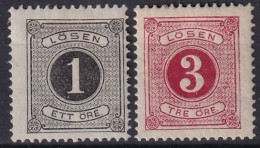 SWEDEN 1877/80 - MLH - Sc# J12, J13 - Postage Due - Strafport