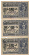 Allemagne / 3 Billets De Fond D'Emprunt /Darlehnskassenschein /Funfzig Mark/5 Mark/ Berlin / August  1917       BILL255 - 5 Mark