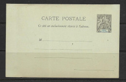 COTE D'IVOIRE 1892 ENTIER CARTE POSTALE 10c  NEUF - Briefe U. Dokumente