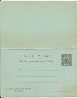 COTE D'IVOIRE 1892 ENTIER CARTE POSTALE AVEC REPONSE 10c  NEUF - Covers & Documents