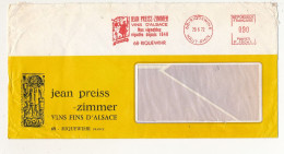 FRANCE - Env EMA "Jean PREISS-ZIMMER Vins D'Alsace Nos Vignobles Réputés Depuis 1848 - 68 RIQUEWIHR 1972 - EMA (Print Machine)
