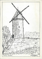 Art & Antiquités > Tableaux > Dessins  Vendée Moulin Vendeen Veritable Encre Originale   De Bernard Le Beguec - Drawings