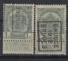 Rijkswapen Nr. 81A Voorafgestempeld Nr. 1890 A + B    BRUGGE 1912  BRUGES ; Staat Zie Scan !​ LOT 264 - Roulettes 1910-19