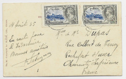 CEYLON 6CX2 POST CARD CEYLON 1935 TO  ROCHEFORT SUR MER FRANCE - Ceylon (...-1947)