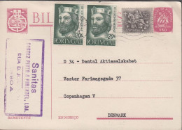 1955. PORTUGAL. Fine BILHETE PSTAL $ 50 With Additional Franking 50 CTVS And Pair 20 C Sanch... (Michel 836+) - JF539875 - Nuovi