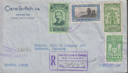 1955. PANAMA. Fine  Registered CORREO AEREO Cover To Randers, Denmark With 5 C Pedro De Sosa ... (Michel 452) - JF539900 - Panama