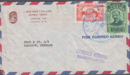 1957. PANAMA. Fine   CORREO AEREO Advertisement Cover To Randers, Denmark With 5 C Pedr... (Michel 443 + 452) - JF539901 - Panama