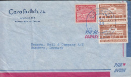 1957. PANAMA. Fine CORREO AEREO Cover To Randers, Denmark With 20 C CORREO AEREO And Pair ½ ... (Michel 445+) - JF539902 - Panama