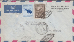 1955 HAITI. AIR MAIL Cover To Randers, Denmark With 1 G And 20 C Helicopter Motive CYCLONE ... (Michel Z 24+) - JF539905 - Haïti