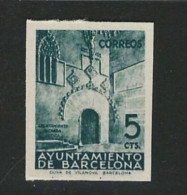 ● SPAGNA 1938 ֍ BARCELONA ֍ Edifil N.° 20 (19s) ● Unificato N.° 38  Varietà : NON Dentellati ● Carta Dura ● Lotto 1223 ● - Barcelona