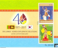 Sri Lanka Stamps 2017, Joint Issue, 40th South Korea Diplomatic Relations, MS - Sri Lanka (Ceylan) (1948-...)