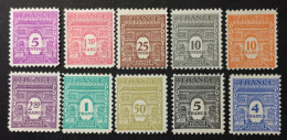 1944 France -Liberty - Arc De Triomphe - 10 Stamps - Unused  ( Mint Hinged) - 1944-45 Triomfboog