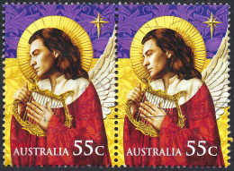 AUSTRALIA 2008 QEII 55c Multicoloured,  2008 Christmas-Angle Joined Pair SG3095 FU - Gebraucht