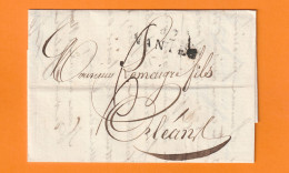 1826 - Marque Postale 42 NANTES Sur Lettre Pliée Vers ORLEANS  ( Dateur En Arrivée) - Taxe 6 - 1801-1848: Voorlopers XIX