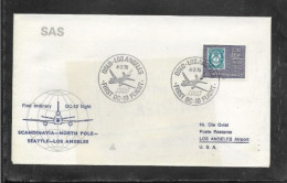 970)  Norvegia Norge Busta Beleg 1° Volo Erstflug SAS First Fligtht 1975 Oslo Los Angeles North Pole Seattle Scandinavia - Cartas & Documentos