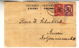 Finlande - Carte Postale De 1921 - Entier Postal - Expédié Vers Kuopio - - Lettres & Documents