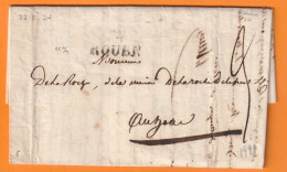 1824 - Marque Postale 74 ROUEN Sur Lettre Pliée De 3 Pages Vers AUZONE AUSONE ? - Taxe 3 - 1801-1848: Précurseurs XIX