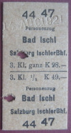 Fahrschein / Fahrkarte Für  Personenzug 3. Klasse Von Bad Ischl Nach Salzburg Ischler Bahnhof 1921 - Europa