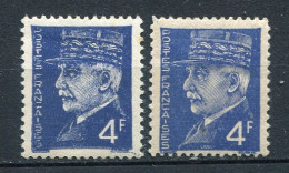 26033 FRANCE N°521A** 4F Bleu Pétain : Bleu-noir (surencrage) Et Lettres Cassées + Normal  1942  TB - Nuovi
