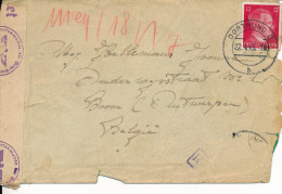 ENVELOPPE TEWERKGESTELDE 1943  NAAR BOOM ANTWERPEN NAZI CENSUUR     GEOFFNED   2 SCANS - Guerre 40-45 (Lettres & Documents)