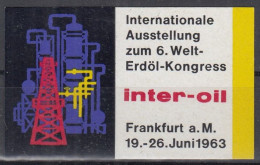 GERMANY 1963 Frankfurt A. M. ⁕ Inter-oil / Welt - Erdöl - Kongress ⁕ MNH Cinderella Label Advertising - Erinnophilie