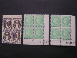 FRANCE POSTE N° 670 / 680 BLOC DE 4 VARIETE " PAPIER CARTON " NEUFS SANS CHARNIERE * * - ....-1949