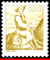 Ref. BR-1446-B BRAZIL 1979 - NATIONAL PROFESSIONS,1976GAUCHO, HORSE, PHOSPHORESCENT MNH, NATURE 1V Sc# 1446 - Servizio