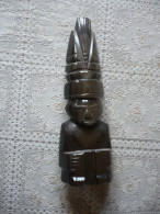 Belle Statue En Obsidienne - Inclusions - Reflets En Argent - AZTEQUE - Précolombienne - Pre-Columbian & Native American Art