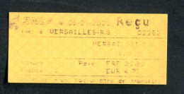 Ticket De Train - SNCF 2001 "Reçu De Paiement - Gare De Versailles Rive-Gauche" Ile-de-France - Europa